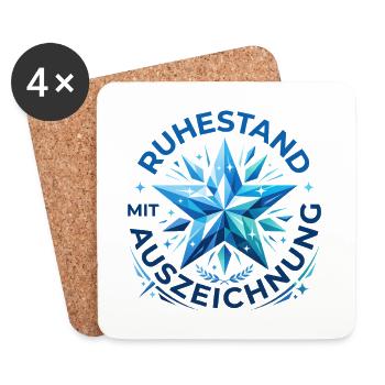 Ruhestand mit Auszeichnung – Design mit blauem Ste - Untersetzer (4er-Set) - Weiß - Vorne