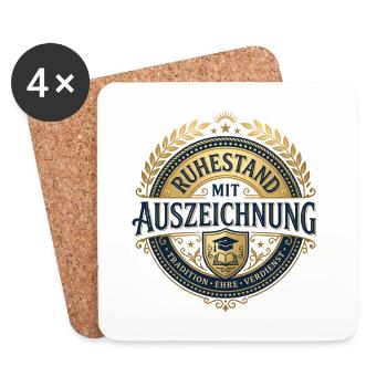 Ruhestand mit Auszeichnung – Elegantes Design - Untersetzer (4er-Set) - Weiß - Vorne