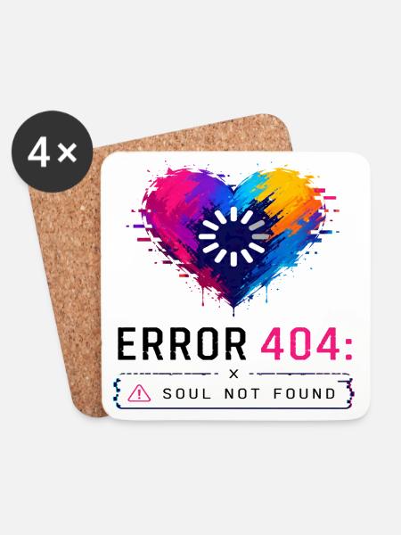 Bunte Herz 404 Seele Verloren - Untersetzer (4er-Set) - Weiß