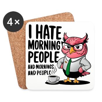 Morgenmuffel Büro-Eule im Anzug - Dessous de verre (lot de 4) - blanc - Devant