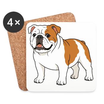 Cartoon Bulldog Print on Clothing - Coasters (set of 4) - white - Front