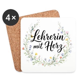 Lehrerin mit Herz - Untersetzer (4er-Set) - Weiß - Vorne