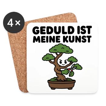 Bonsai-Baum – Geduld ist meine Kunst – Zen Design - Untersetzer (4er-Set) - Weiß - Vorne