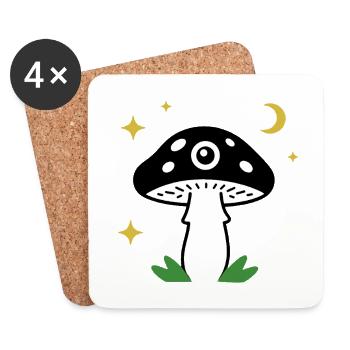 Forêt Sombre du Champignon Œil Mystique - Dessous de verre (lot de 4) - blanc - Devant
