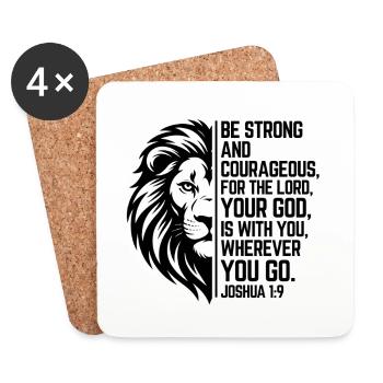 Be Strong - Joshua 1:9 - Leo Christian Style - Coasters (set of 4) - white - Front