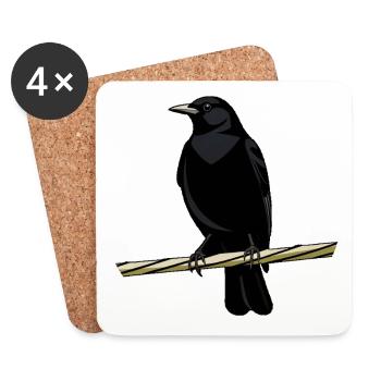 Observation urbaine des oiseaux : conception minimale de la nature - Dessous de verre (lot de 4) - blanc - Devant