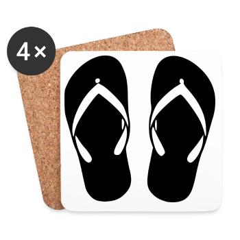 Flipflops_schwarz_Sommer_Strand_Urlaub_Geschenk - Dessous de verre (lot de 4) - blanc - Devant