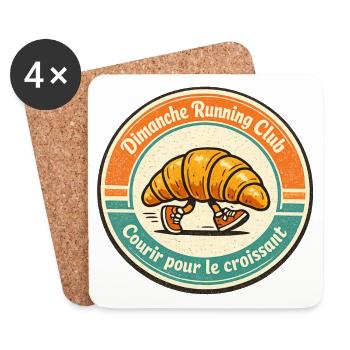 Dimanche Running Club - Courir pour le croissant - Dessous de verre (lot de 4) - blanc - Devant