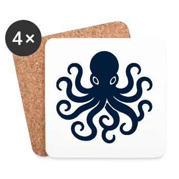 Minimal Octopus Ocean Graphic Shirt - Coasters (set of 4) - white - Front