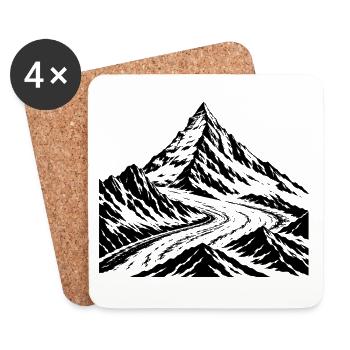 Großglockner graphic in black – more minimalist - Coasters (set of 4) - white - Front