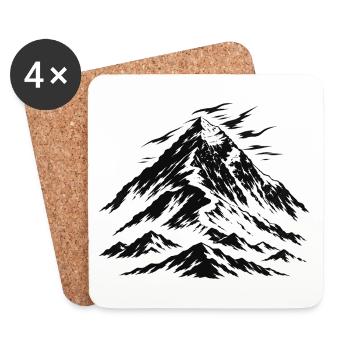 Graphique du mont Everest en noir – Minimaliste - Dessous de verre (lot de 4) - blanc - Devant
