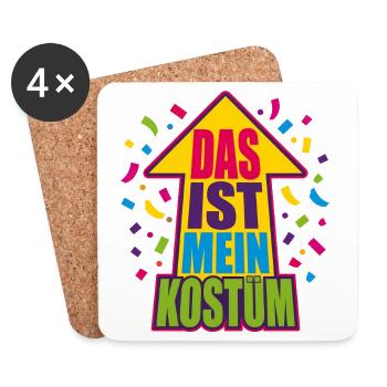 Das ist mein Kostüm – Bunter Faschings-Pfeil - Untersetzer (4er-Set) - Weiß - Vorne