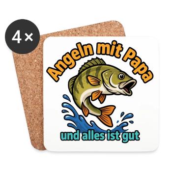 Pêcher avec papa – tout va bien - Dessous de verre (lot de 4) - blanc - Devant