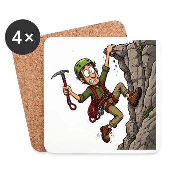 Comic-Bergsteiger am Überhang – Klettern Abenteuer - Untersetzer (4er-Set) - Weiß - Vorne