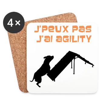 Staffie j'peux pas j'ai agility sport - 001 - Dessous de verre (lot de 4) - blanc - Devant