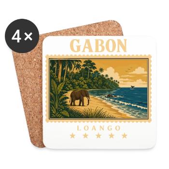 Gabun Loango Vintage Reisemarke - Untersetzer (4er-Set) - Weiß - Vorne