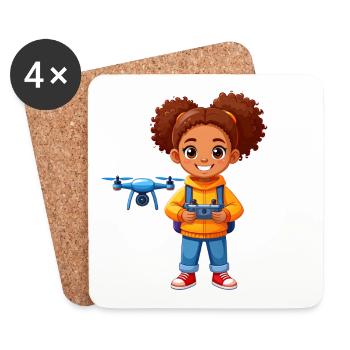 Petit pilote pilotant un drone volant – technologie - Dessous de verre (lot de 4) - blanc - Devant