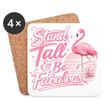 Stand Tall Be Great Flamingo Inspirational - Coasters (set of 4) - white - Front