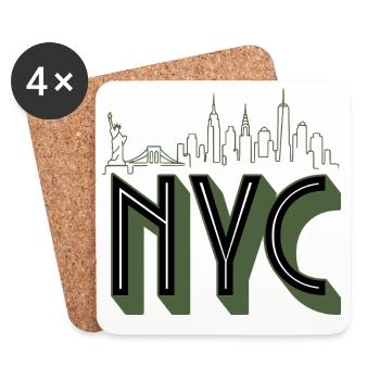 Silhouette de la Skyline de New York - Dessous de verre (lot de 4) - blanc - Devant