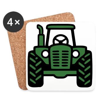 Logo de vue frontale du tracteur - Dessous de verre (lot de 4) - blanc - Devant