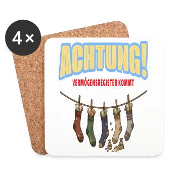 Achtung! Vermögensregister kommt - Untersetzer (4er-Set) - Weiß - Vorne