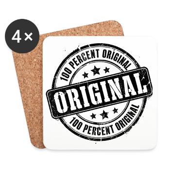 Original – 100 Percent Original Badge & Spruch - Untersetzer (4er-Set) - Weiß - Vorne