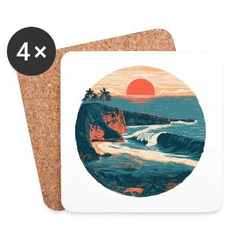 Sunset Coast Rétro - Dessous de verre (lot de 4) - blanc - Devant