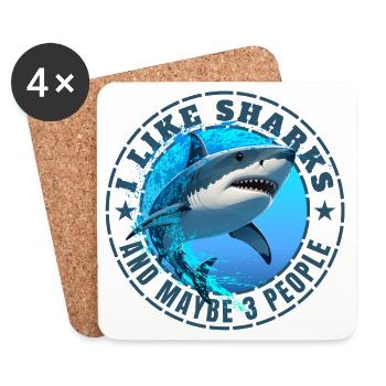 I LIKE SHARKS AND MAYBE 3 PEOPLE - Coasters (set of 4) - white - Front