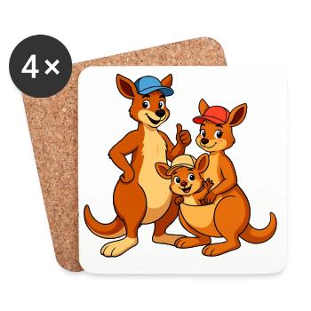 Kangaroo Family Cartoon - Coasters (set of 4) - white - Front