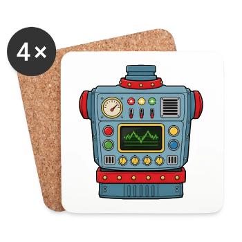 Robot de bande dessinée cool – Design futuriste - Dessous de verre (lot de 4) - blanc - Devant