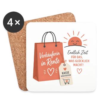 Verkäuferin in Rente – Aufgehende Sonne & Tasche - Untersetzer (4er-Set) - Weiß - Vorne
