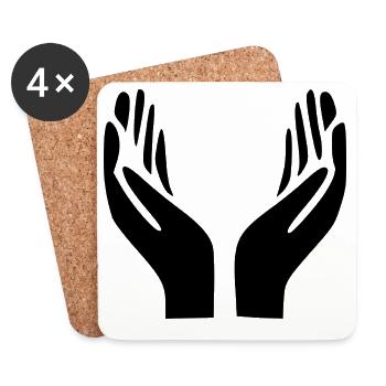 Open Hands Hand Gesture - Coasters (set of 4) - white - Front