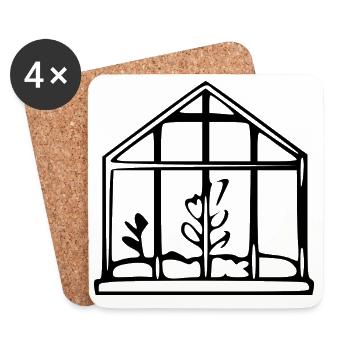Don du jardinier de jardin en serre - Dessous de verre (lot de 4) - blanc - Devant