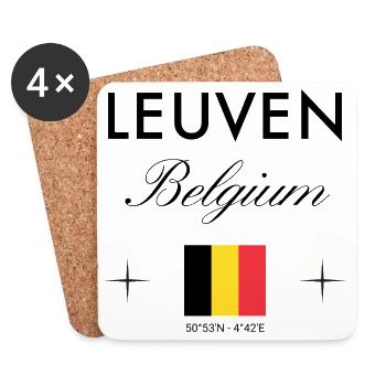 Leuven Belgien Koordinaten Reise Souvenir - Untersetzer (4er-Set) - Weiß - Vorne