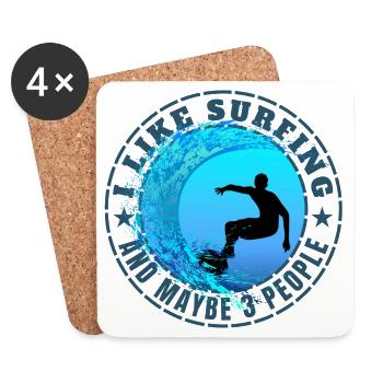 J’AIME LE SURF ET PEUT-ÊTRE TROIS PERSONNES - Dessous de verre (lot de 4) - blanc - Devant