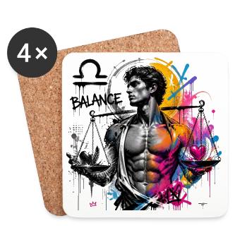Waagemänner – Astrologiegeschenk - Untersetzer (4er-Set) - Weiß - Vorne