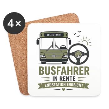 Busfahrer in Rente – Omnibus Ruhestand Geschenk - Untersetzer (4er-Set) - Weiß - Vorne