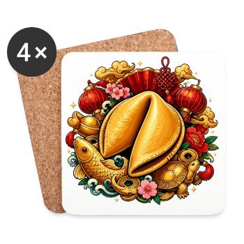 Golden fortune cookie in the magic of the festival - Coasters (set of 4) - white - Front
