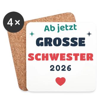 Einschulung 2026 Schwester - Schulkind Geschenk Sc - Untersetzer (4er-Set) - Weiß - Vorne