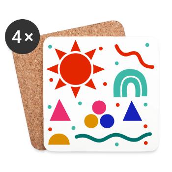 Lebendige Geometrie Sonnenfarben Muster - Untersetzer (4er-Set) - Weiß - Vorne