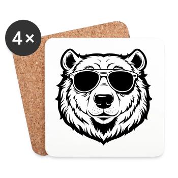 Cooler Eisbär mit Sonnenbrille - Untersetzer (4er-Set) - Weiß - Vorne