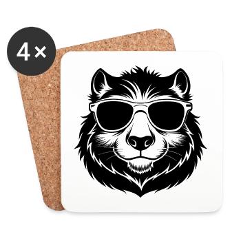 Kapybara mit Sonnenbrille - Untersetzer (4er-Set) - Weiß - Vorne