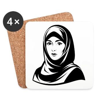 Hijab-Frau - Untersetzer (4er-Set) - Weiß - Vorne