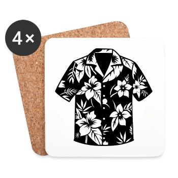 Hawaiihemd - Untersetzer (4er-Set) - Weiß - Vorne