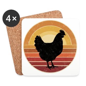 Retro Huhn Sunset Vintage - Untersetzer (4er-Set) - Weiß - Vorne