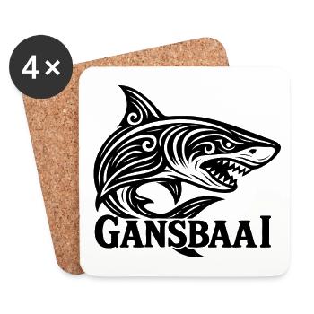 Gansbaai Shark - Dessous de verre (lot de 4) - blanc - Devant