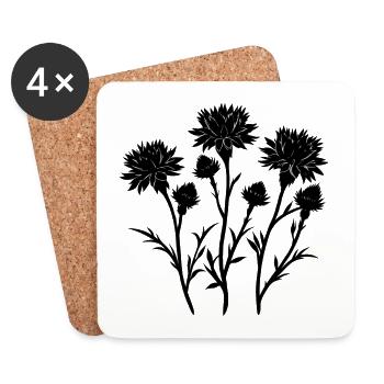 Botanische Kornblume - Untersetzer (4er-Set) - Weiß - Vorne