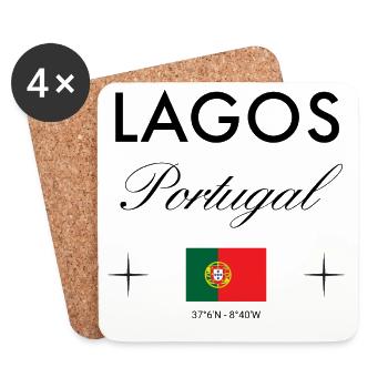 Lagos Portugal Koordinaten Reise Souvenir - Untersetzer (4er-Set) - Weiß - Vorne