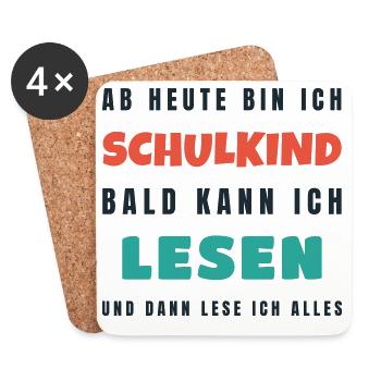 Schulkind 2026 Bald kann ich lesen - Einschulung - Untersetzer (4er-Set) - Weiß - Vorne