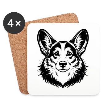 Corgi - Untersetzer (4er-Set) - Weiß - Vorne